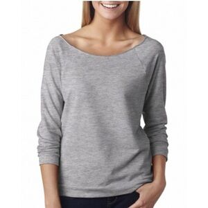 Next Level Lightweight Raglan Sleeve Sweatshirt Heathered Grey Womens Size Small